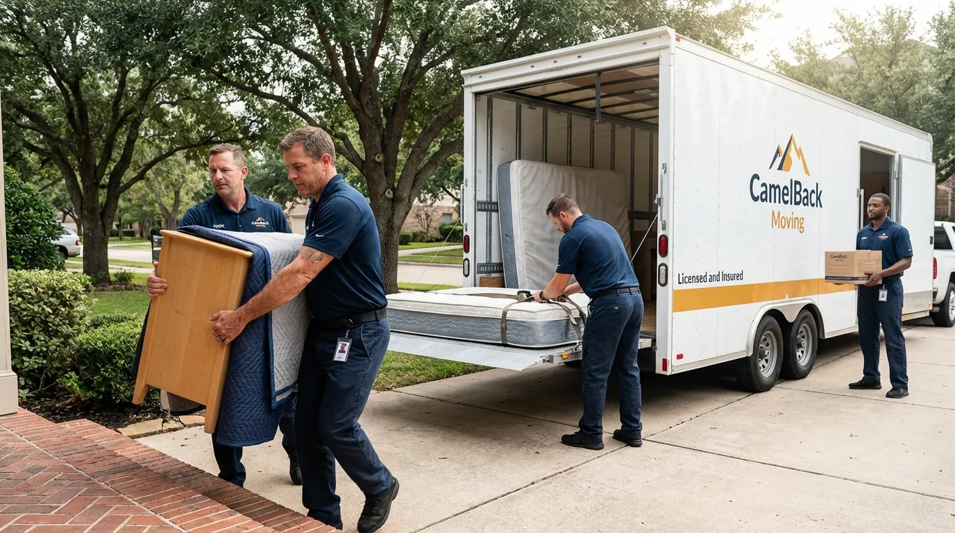 Crew loading residential truck for cross-state move from Jamestown, OH